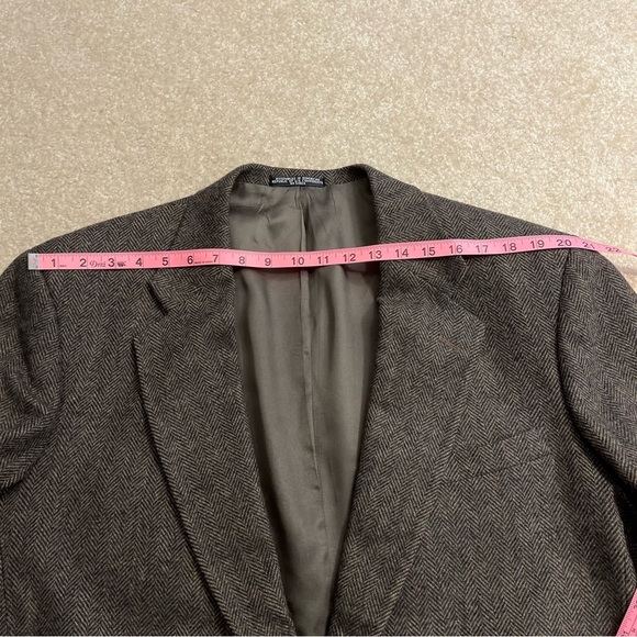 Woolrich Blazer Sport Coat Mens 44L Brown 2 Button Pure Wool Herringbone - Picture 10 of 12